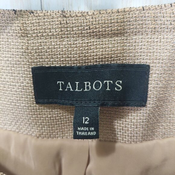 Talbots Women's Beige Metallic Thread Linen Blend Jacket Size 12 Chic~Classy - Picture 4 of 12